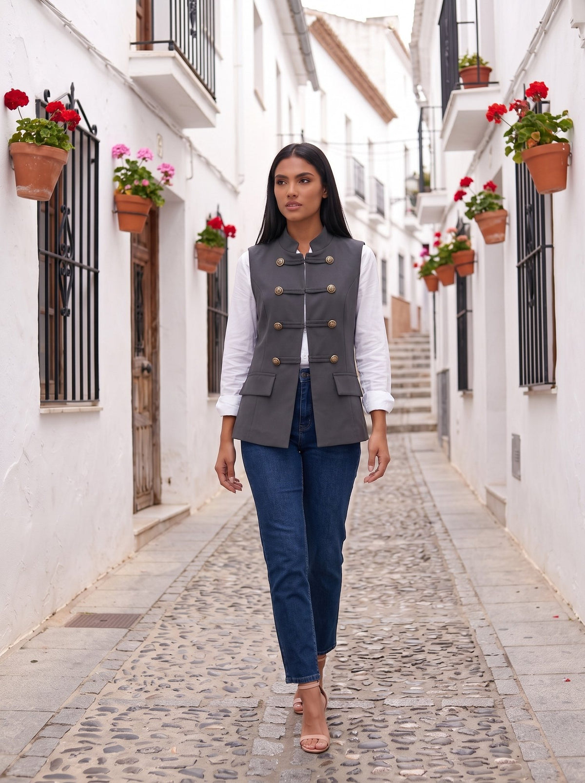 Chaleco militar gris marengo