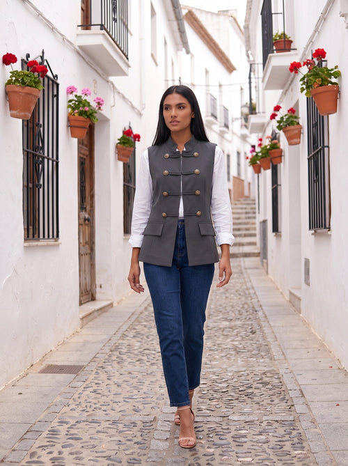 Chaleco militar gris marengo