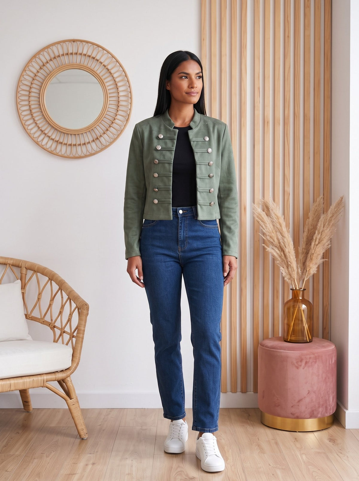 Chaqueta militar verde salvia