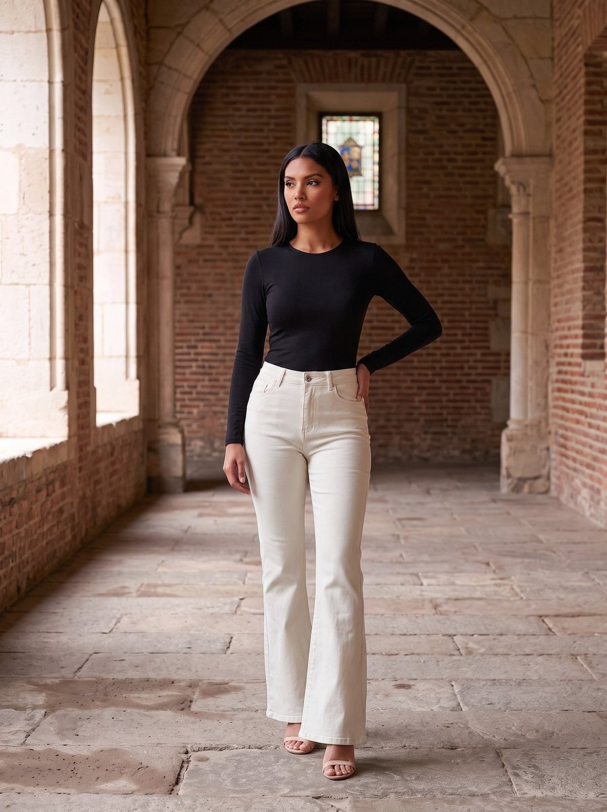 Pantalón campana crudo