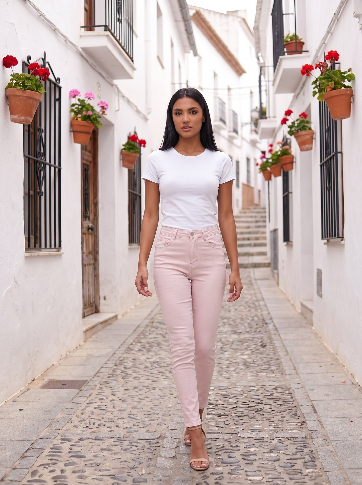 Pantalón pitillo rosa palo